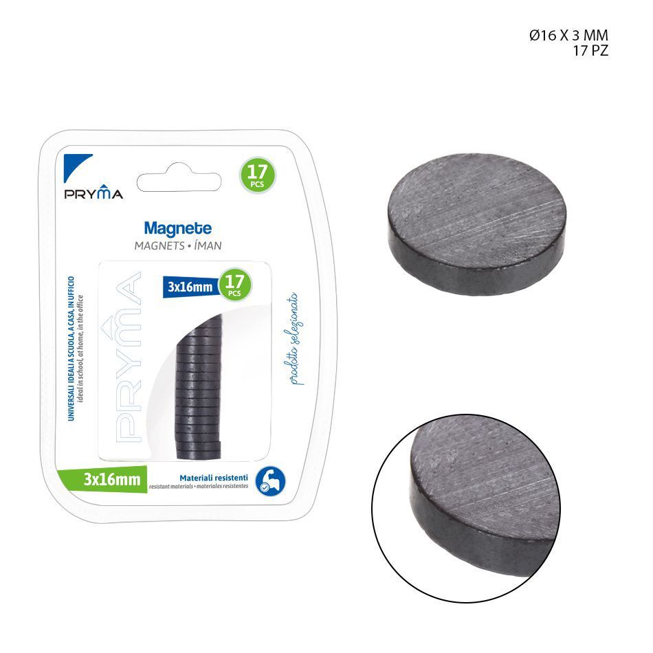 Imanes 3x16 mm 17 unidades - Artículos de ferretería y adherencia