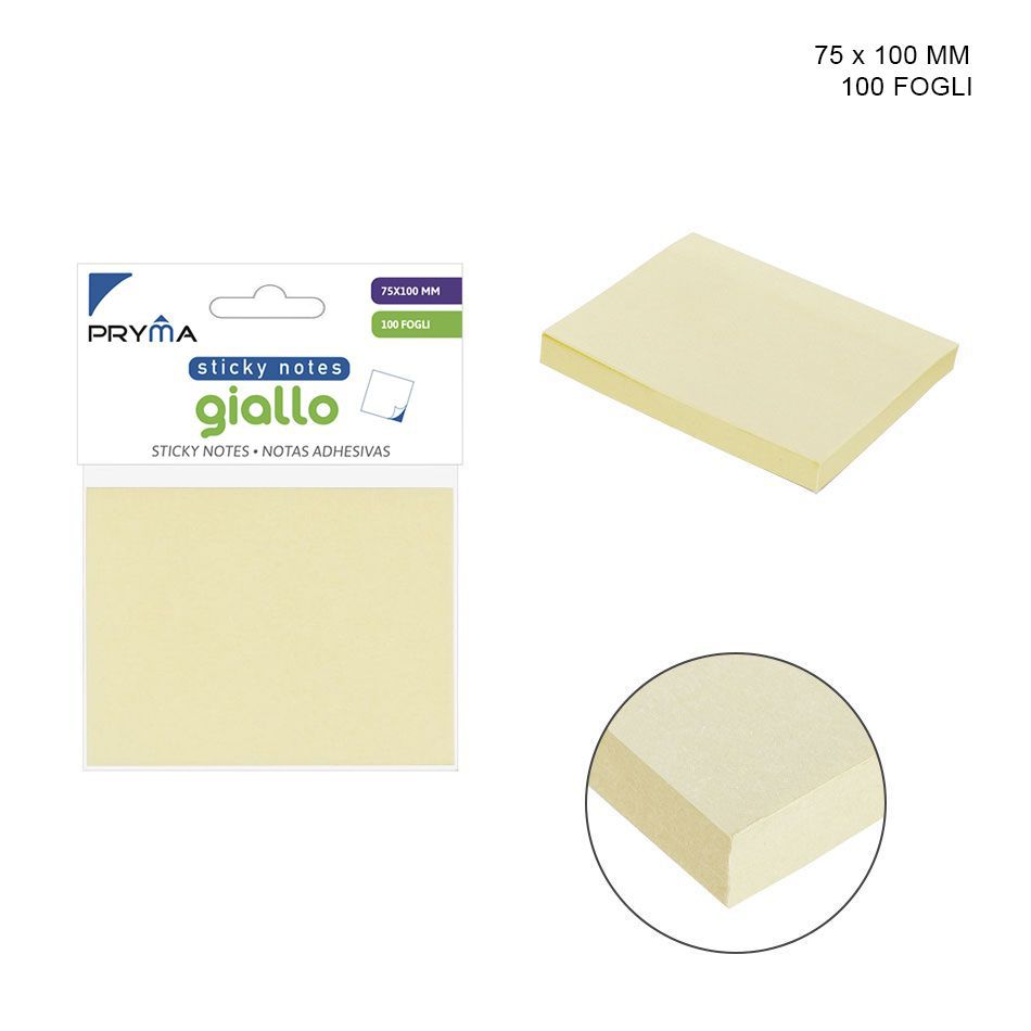 Nota adhesiva amarilla 76x101mm 100 piezas - Material de oficina y papelería
