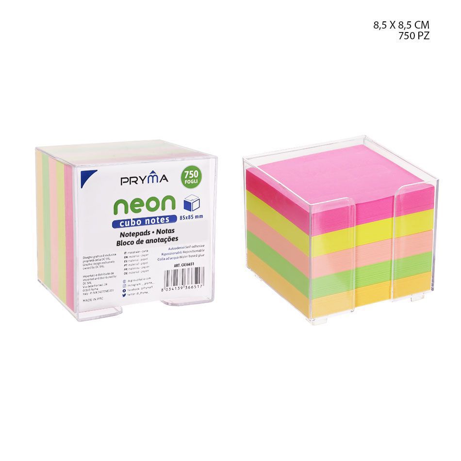 Portanotas 85x85 mm 750 FF neón - Notas adhesivas y organizadores de escritorio