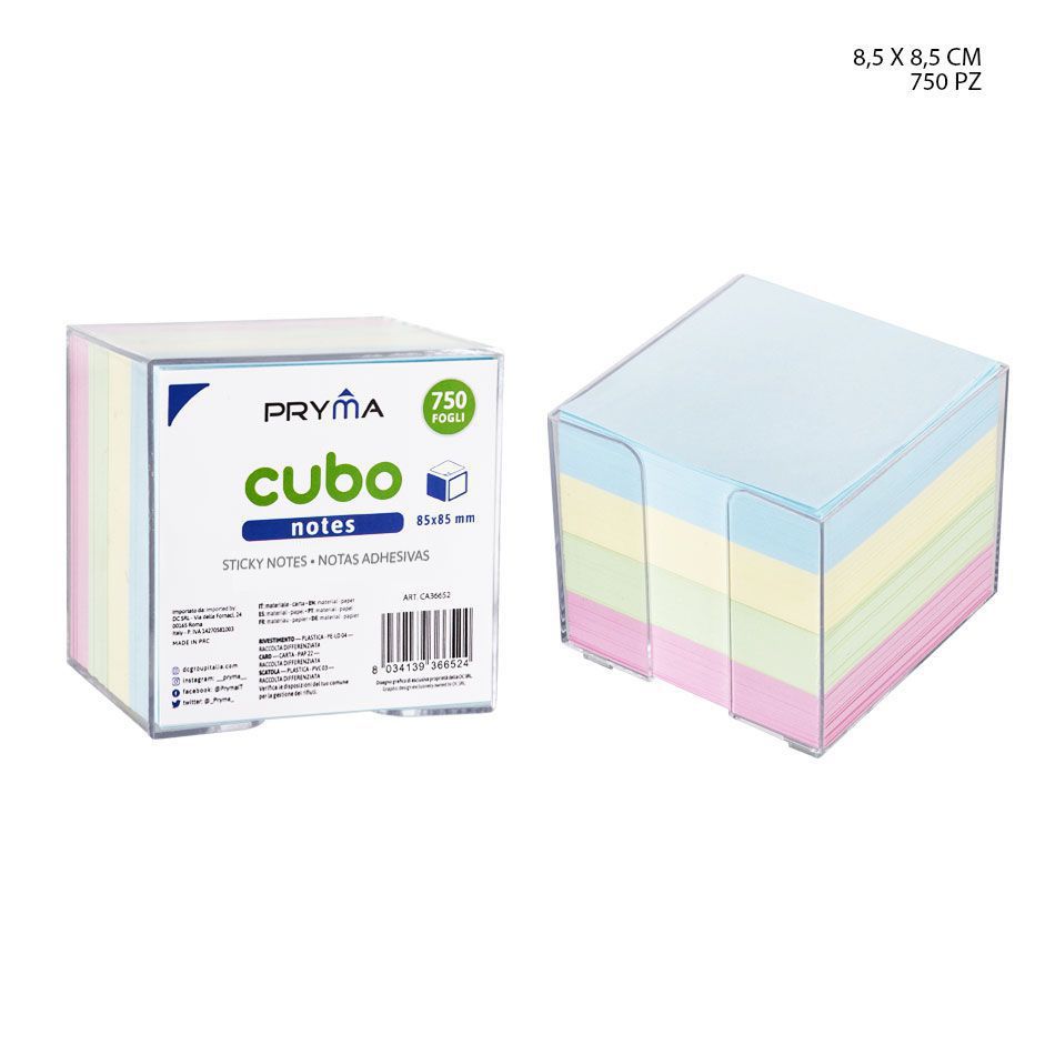 Portalápices con papel de notas 85x85mm, caja de 750 hojas - Suministros de oficina