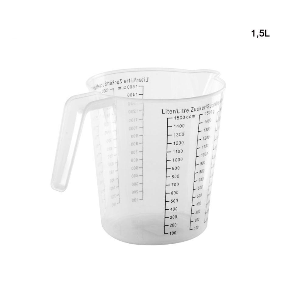 Jarra medidora plástica con graduaciones 1.5 L