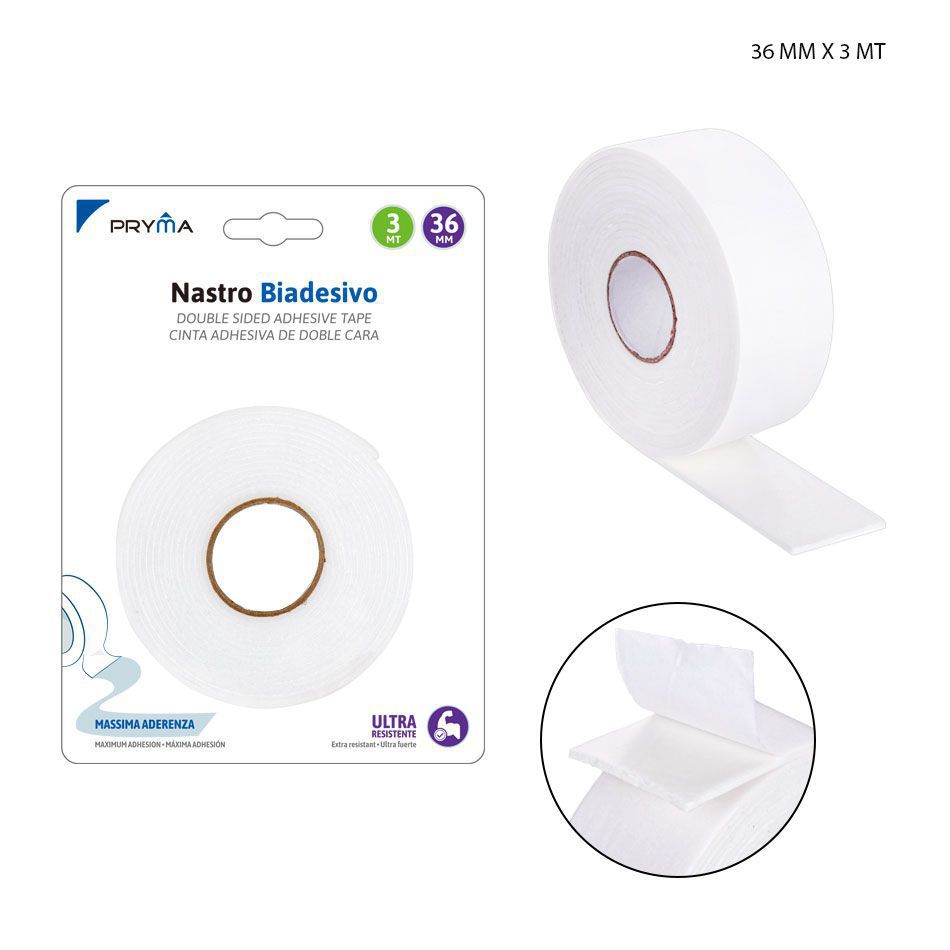 Cinta adhesiva de doble cara 3.6cmx3m - Cintas adhesivas