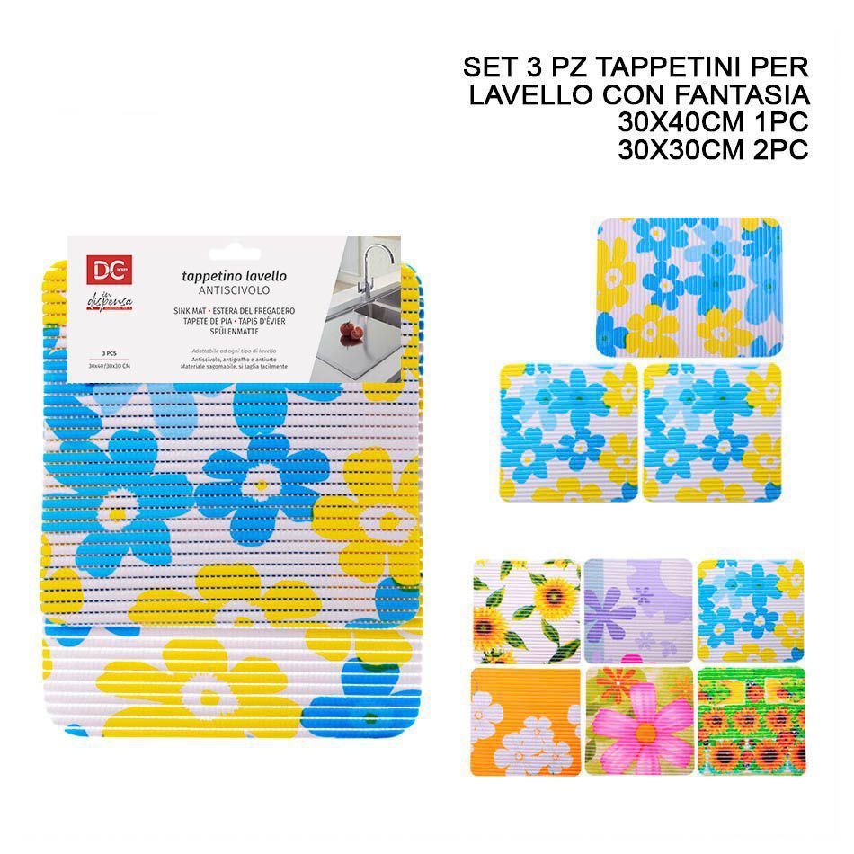  Alfombrilla antideslizante para fregadero 3PZ de 30X30/40CM - Accesorios de cocina