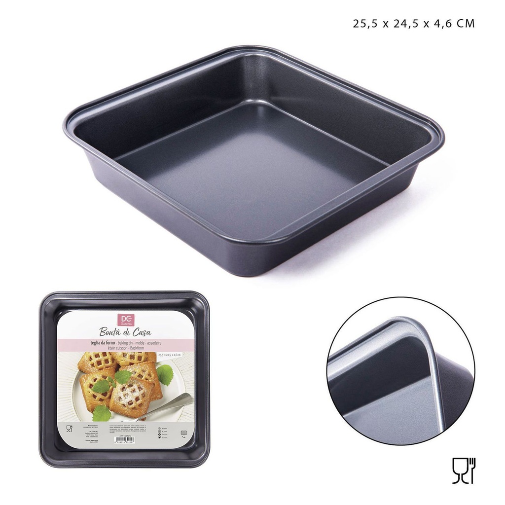  Bandeja cuadrada para hornear de 25.5 x 24.5 x 4.6 cm - Utensilios de repostería