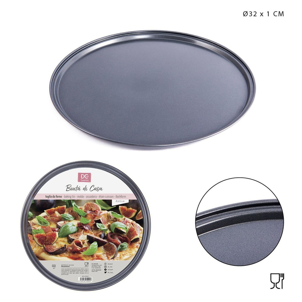Bandeja redonda para pizza 32x1 cm - Utensilios de horneado
