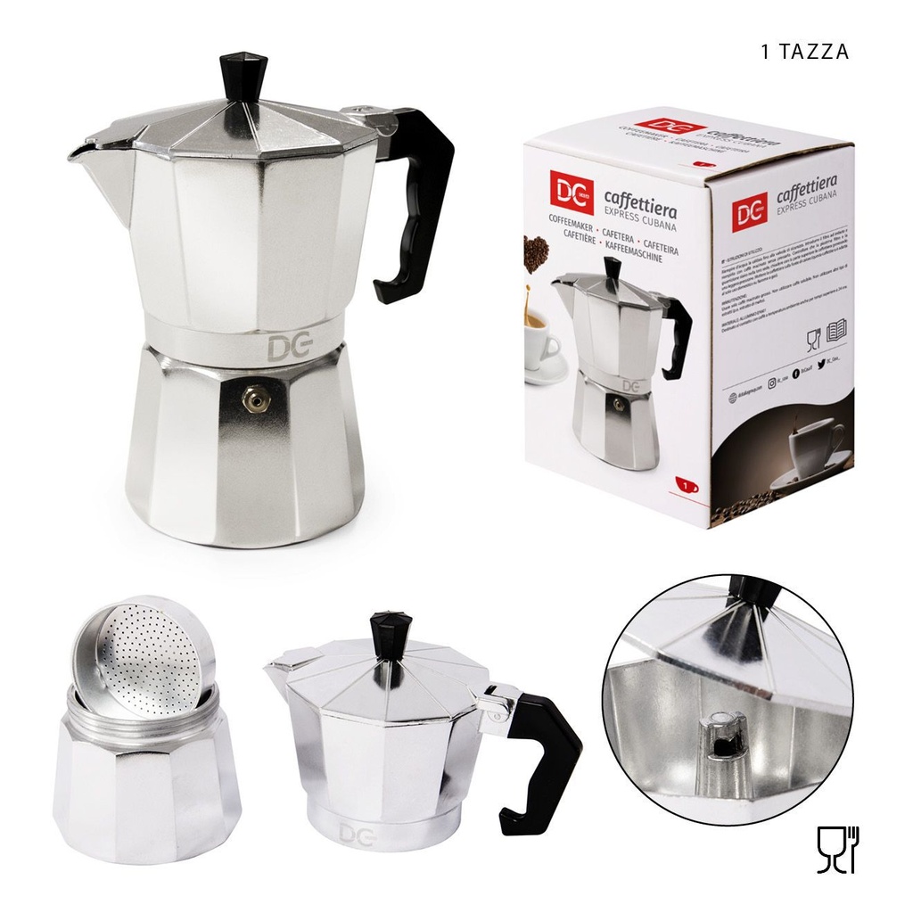 Cafetera italiana 1 taza para preparar espresso