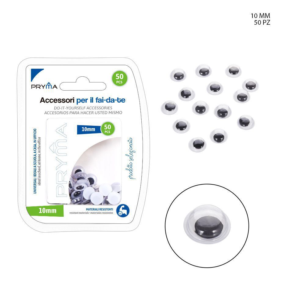  adornos oculares autoadhesivos de 10 mm, 50 piezas - Accesorios de manualidades