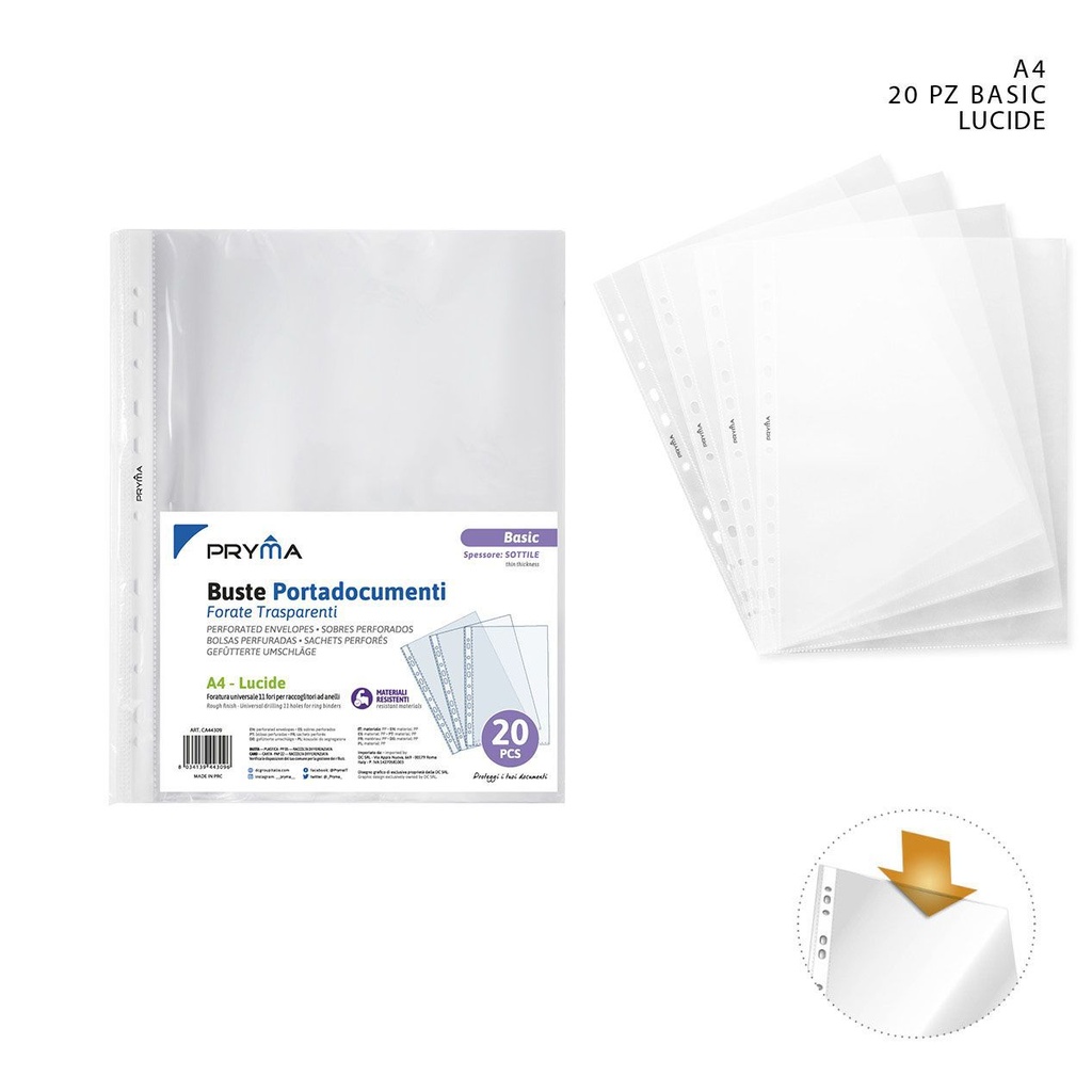 Fundas multitaladro A4 20 piezas - Material de oficina y papelería