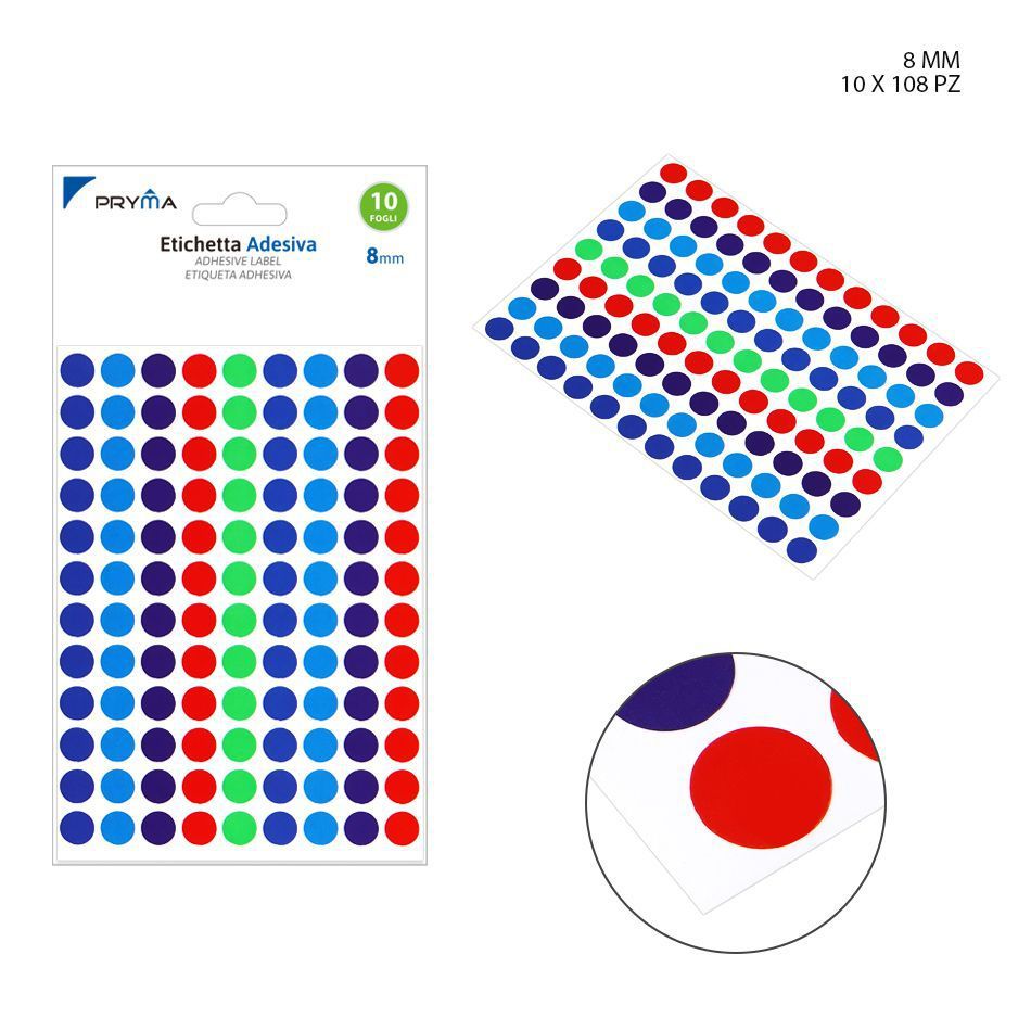 Etiqueta adhesiva redonda 0.8 cm 10 pcs - Papelería y etiquetas