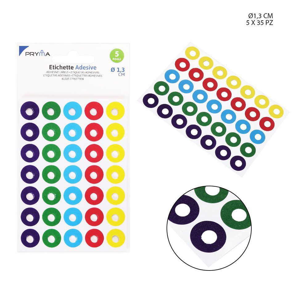 Etiqueta adhesiva redonda 1.3 cm 5 pcs - Papelería y etiquetas