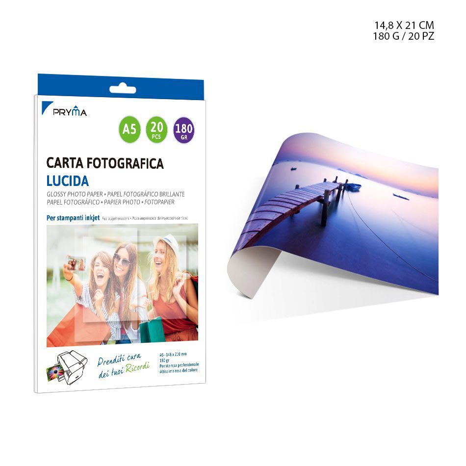 Papel fotográfico brillante A5 180g 20ff para impresión