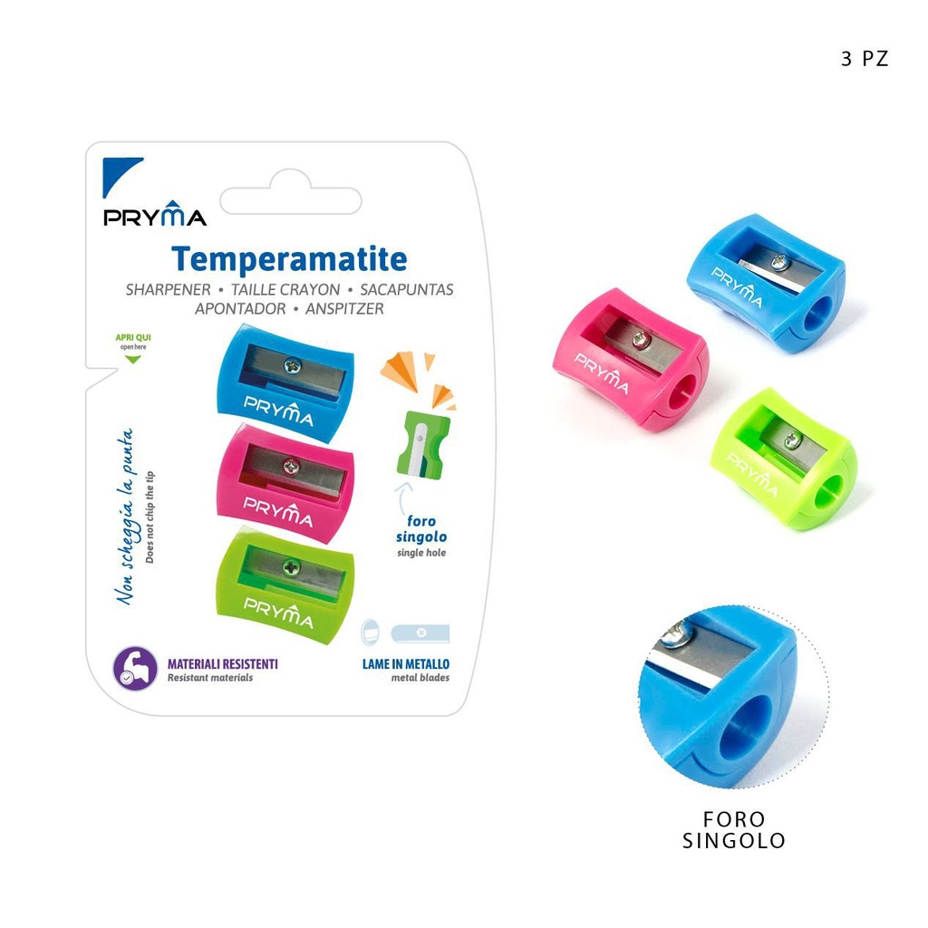 Sacapuntas 3x2cm pack de 3 para material escolar