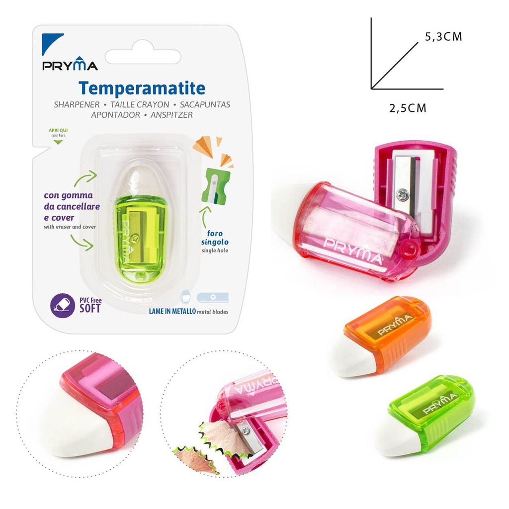 Sacapuntas de un solo agujero con goma - Materiales de papelería y sacapuntas