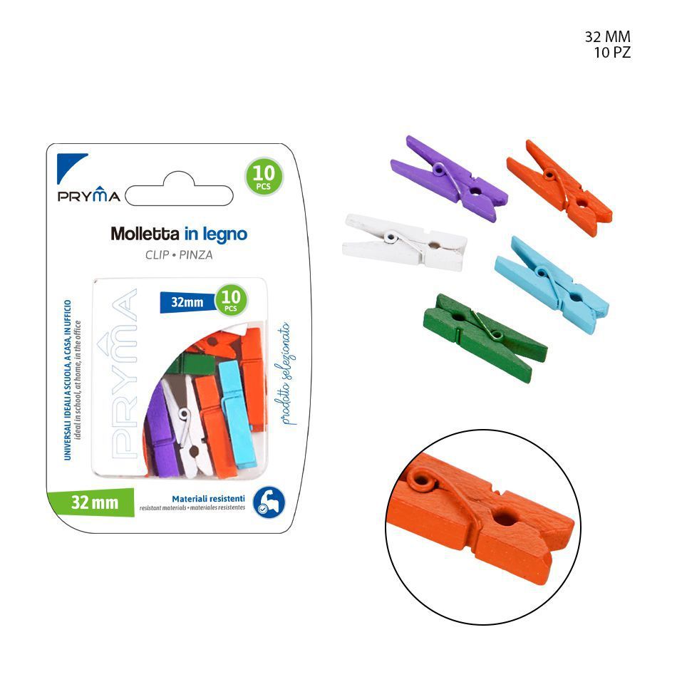  pinzas de madera de 32 mm, 10 piezas - Accesorios de manualidades