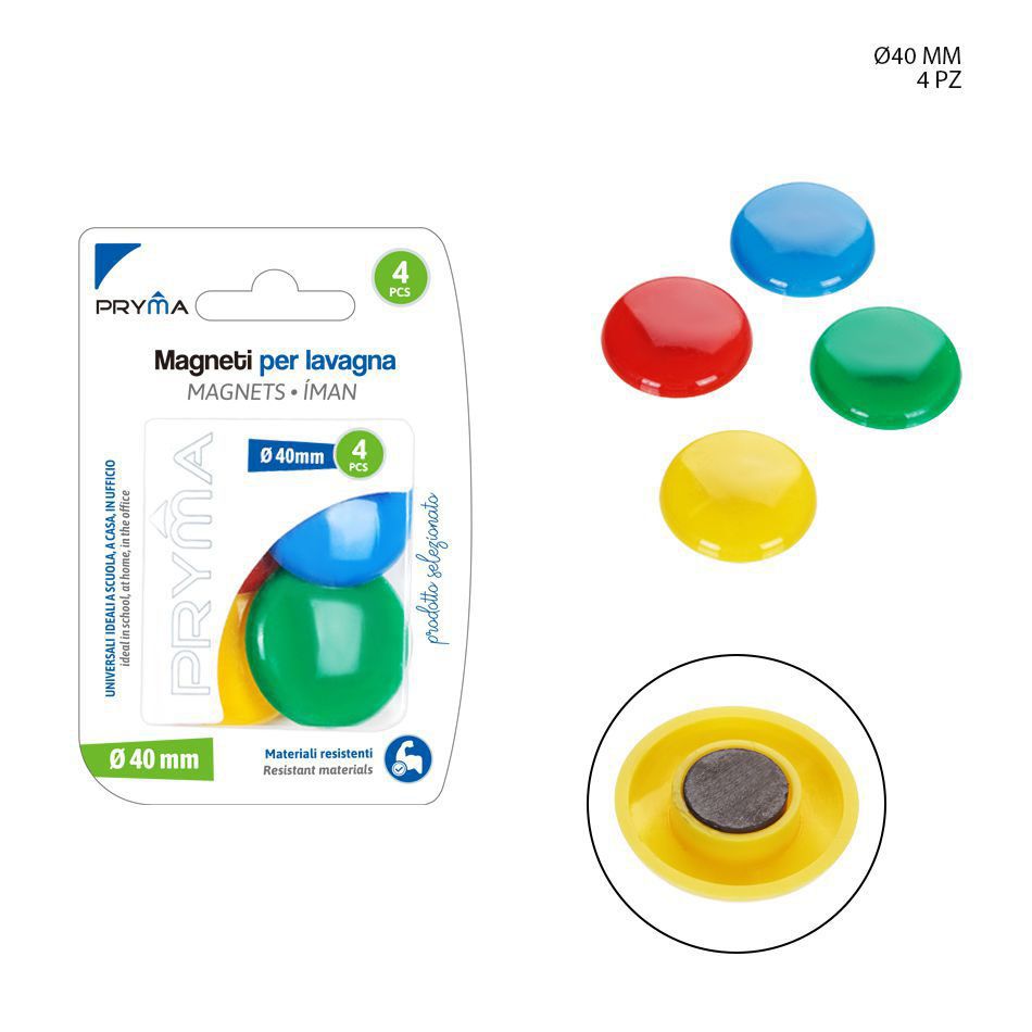 Imán redondo para pizarra 4 cm 4 PCS - Accesorios variados