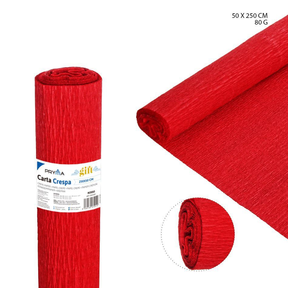 Papel crepé rojo impermeable 80g 50x250cm para manualidades