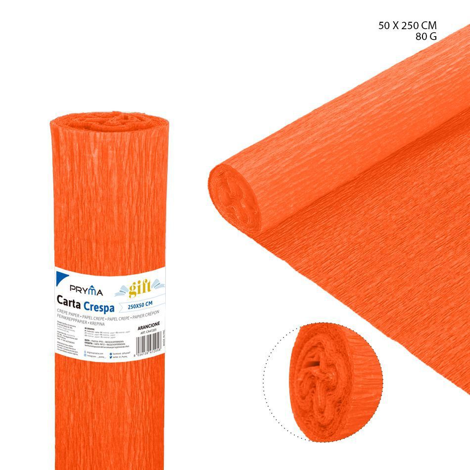 Papel crepé naranja 80g 50x250cm para manualidades