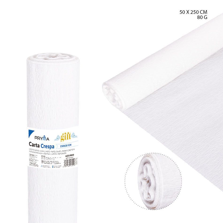 Papel crepé blanco 80g 50x250cm para manualidades y decoraciones