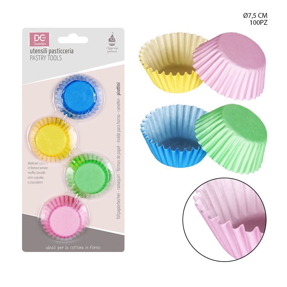 Moldes de papel para magdalenas 7.5CM 100PZ - Utensilios para hornear