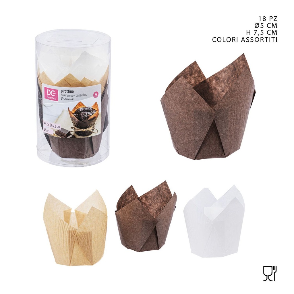 Copa de papel de tulipán huevo 5x7.5cm, set de 18pz