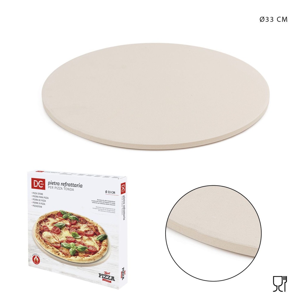 Piedra refractaria redonda para pizza 33 cm - Utensilios para el horno