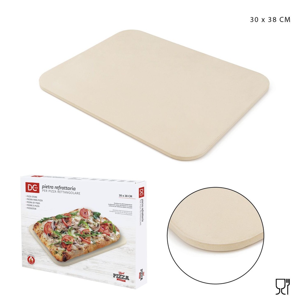 Piedra refractaria cuadrada para pizza 30x38 cm - Utensilios para el horno