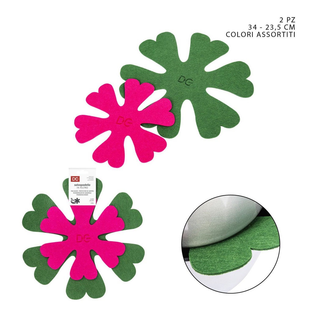 Protector para sartén en forma de flores 23.5-34cm 2pz verde-rosa