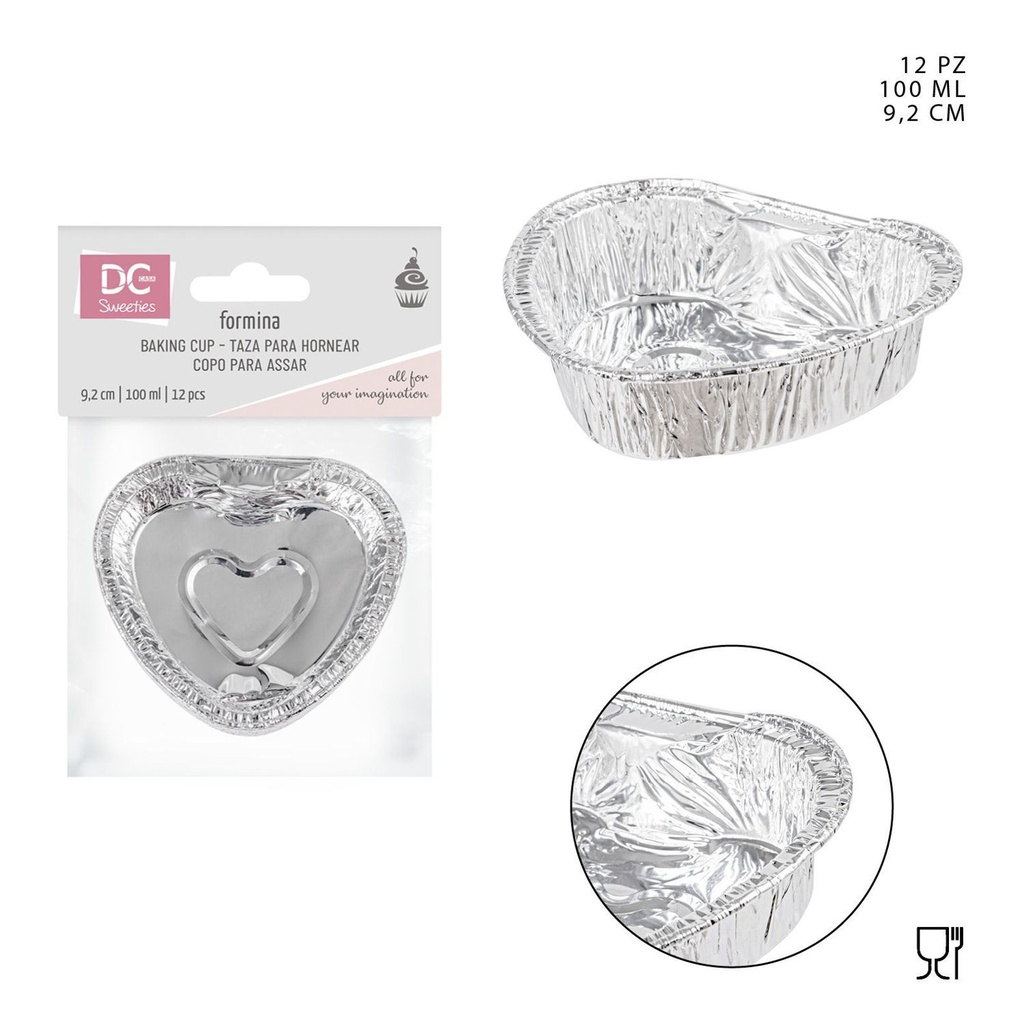 Molde de aluminio para cupcakes 9.2 cm (100 ml, 12 piezas) - Moldes desechables para repostería