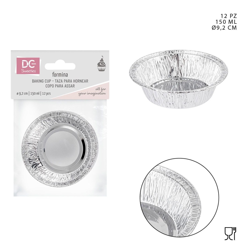 Molde de aluminio 9.2CM 150ML 12PZ para cupcakes - Herramientas de repostería