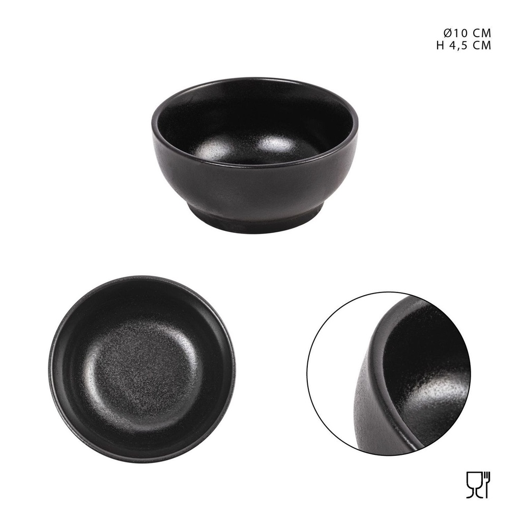 Cuenco de porcelana negro 10x4.5cm para cocina y vajilla