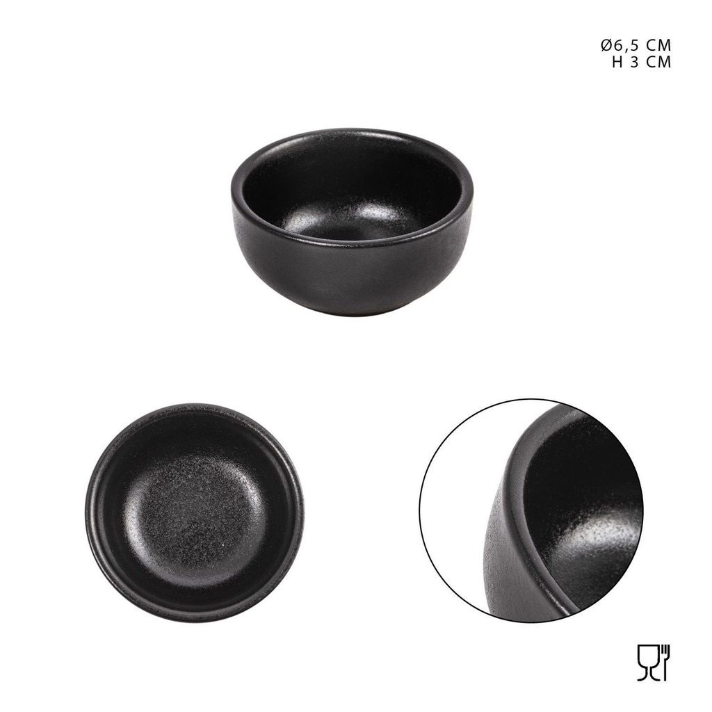 Cuenco de porcelana negro D6.5xH3cm para cocina y presentación