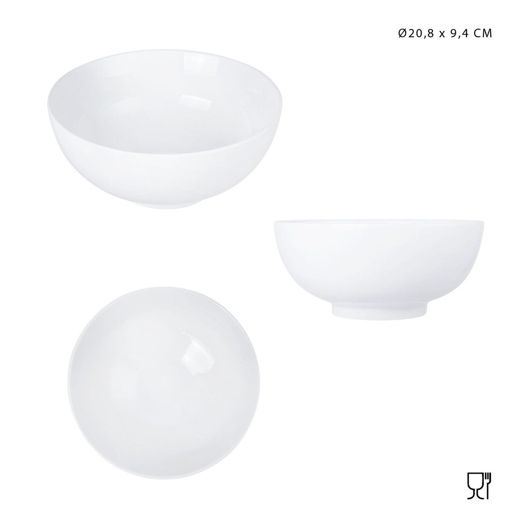 Cuenco de porcelana blanco 20.8x9.4cm para cocina y mesa