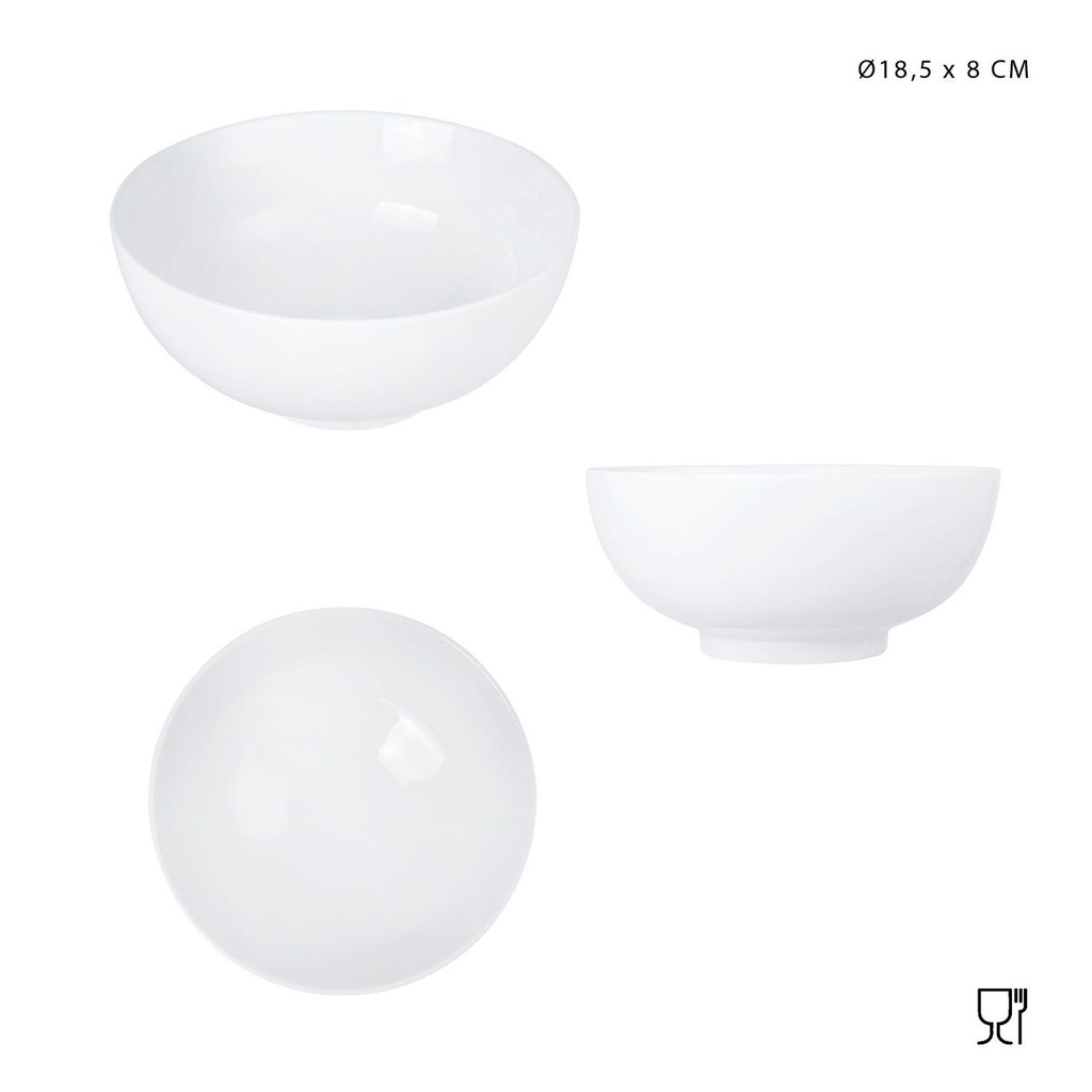 Cuenco de porcelana blanco D18.5xH8cm