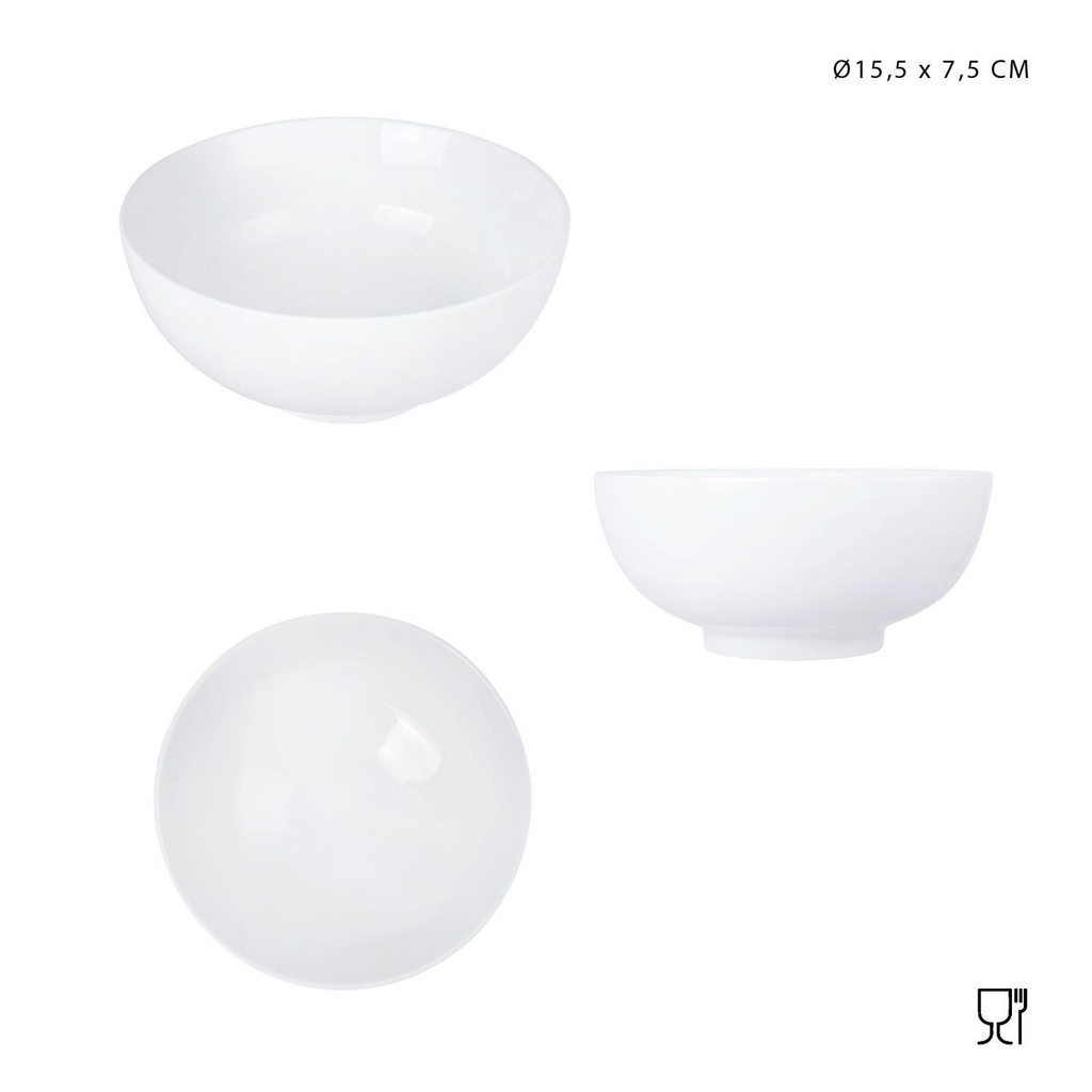 Cuenco de porcelana D15.5xH7.5cm blanco - Cerámica