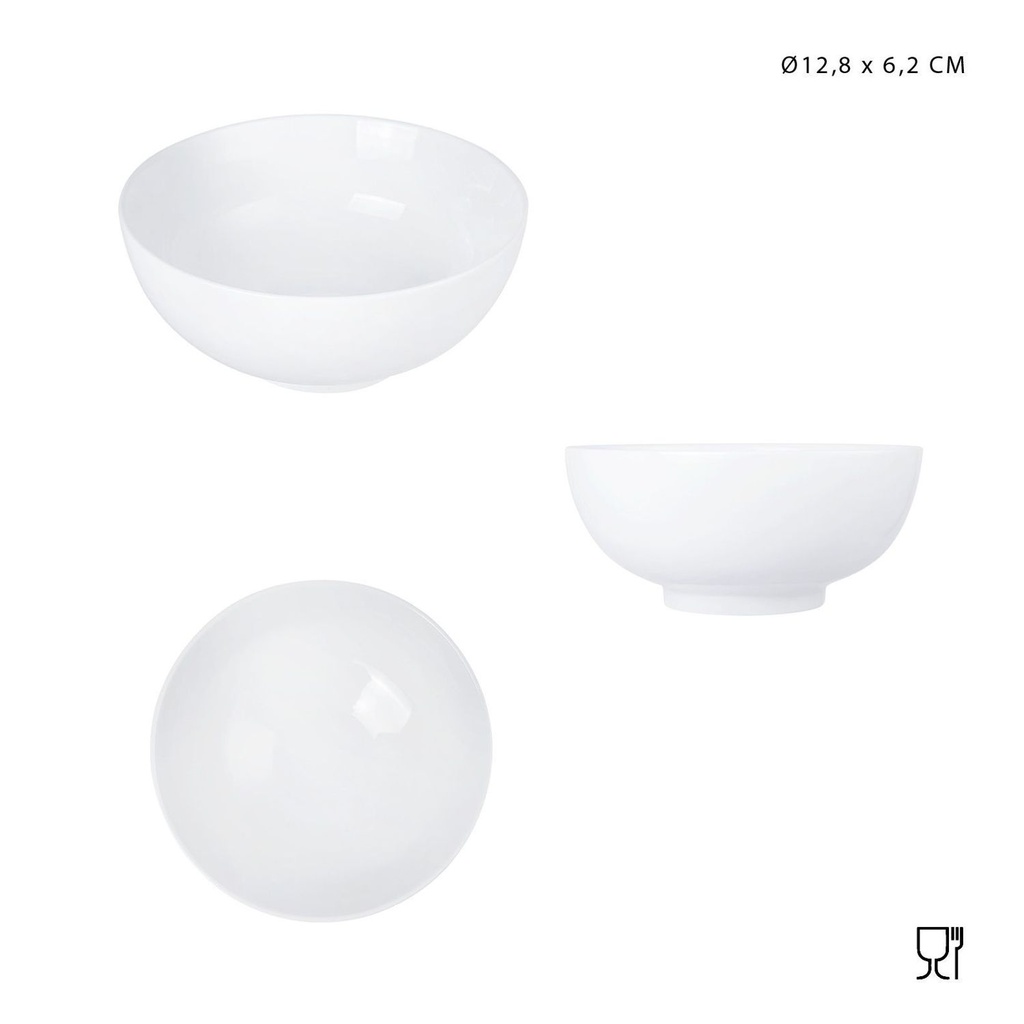 Cuenco de porcelana blanco D12.8xH6.2cm