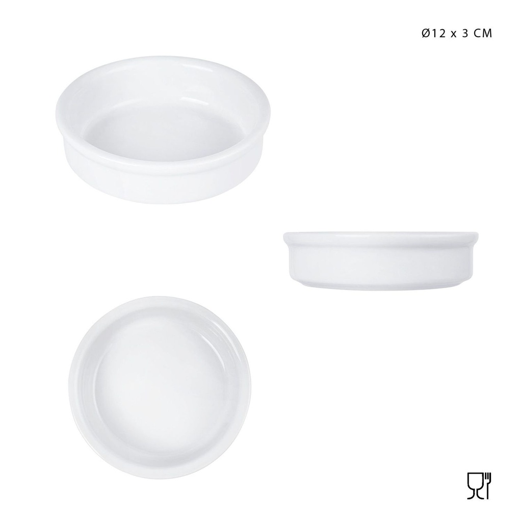 Bol de porcelana blanco D12xH3cm para servir alimentos