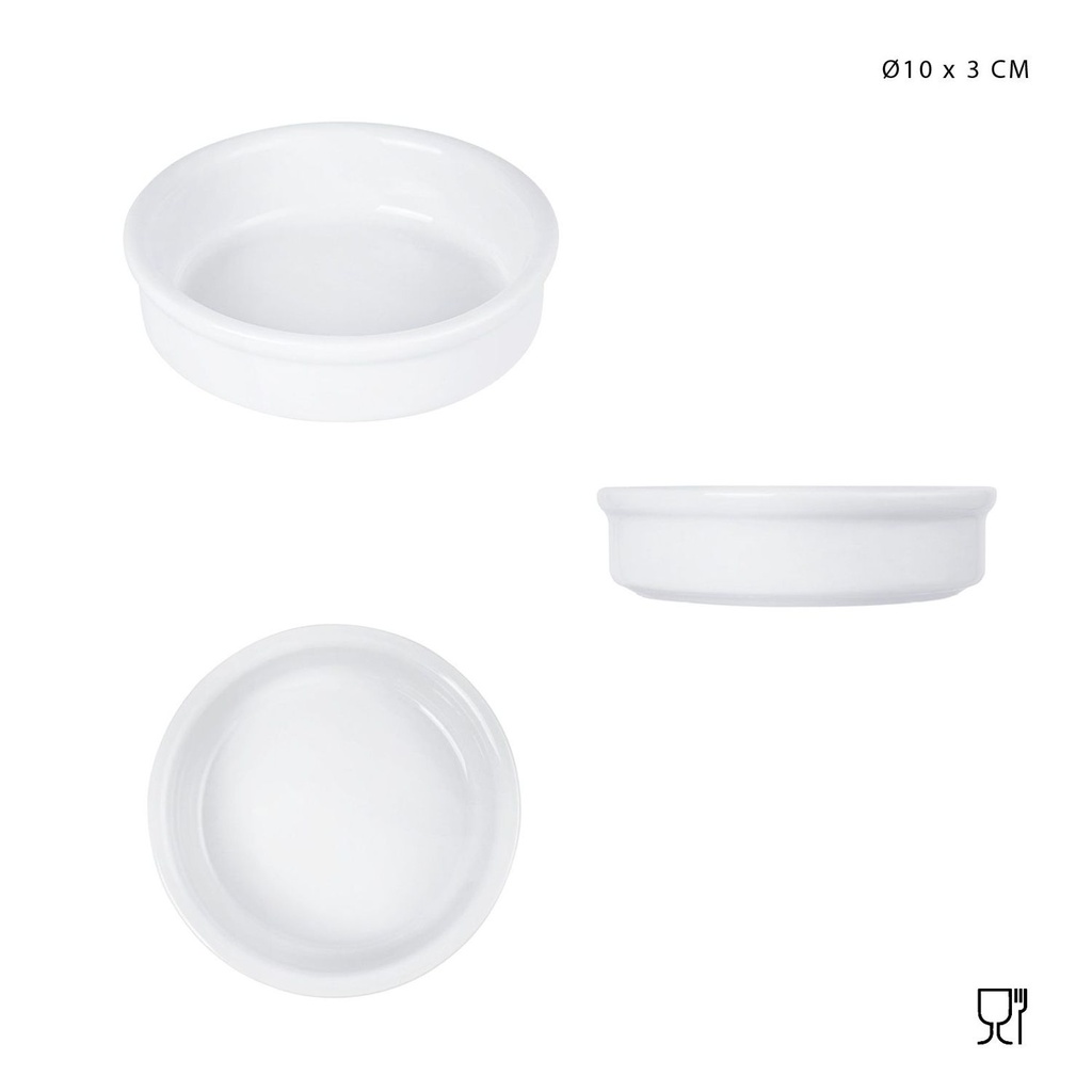 Bol de porcelana D10xH3cm blanco para servir alimentos