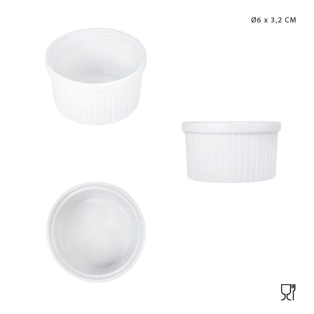 Bol de porcelana 6x3.2cm blanco para cocina