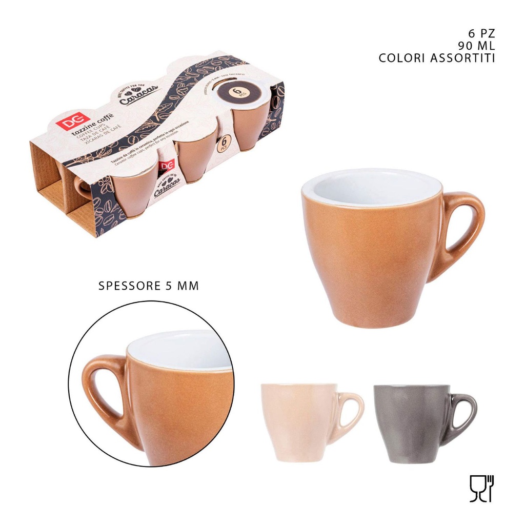 Taza de café cerámica 90ml 6pcs mate para bebidas calientes