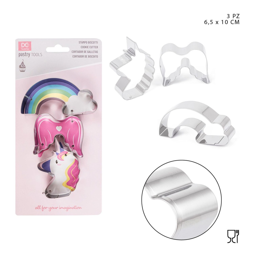 Set de moldes de unicornio 6.5x10cm 3pcs