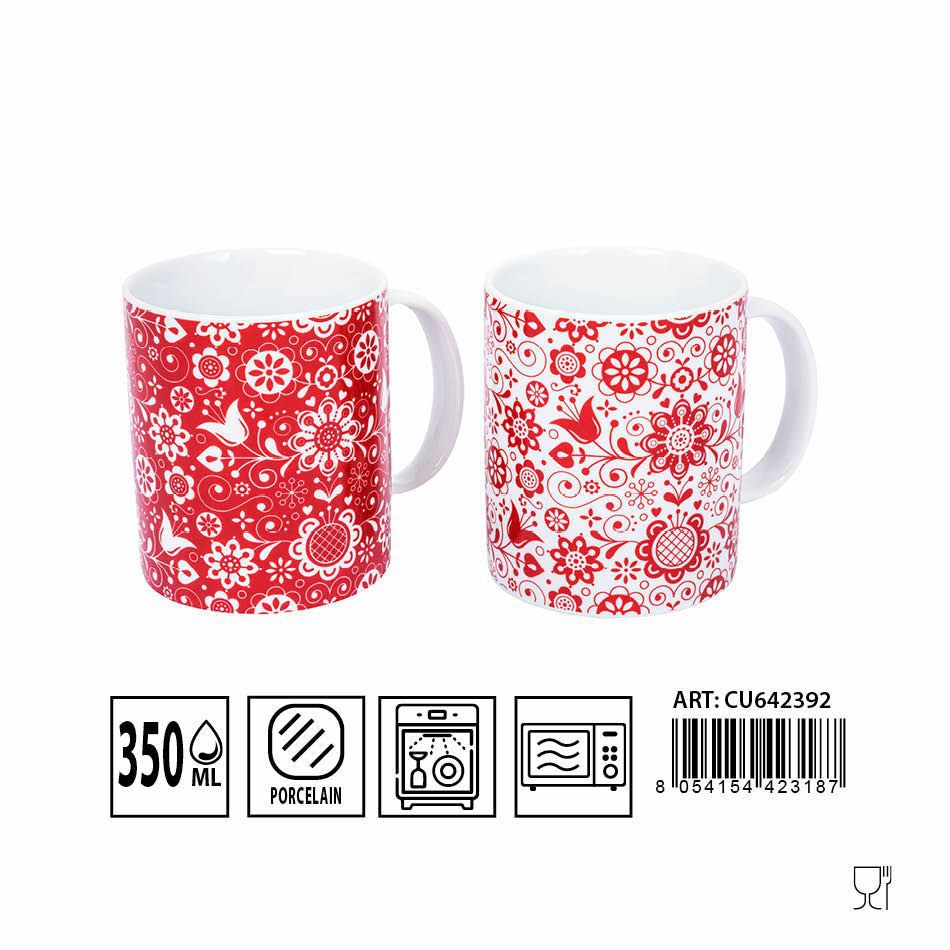 Taza de Navidad 350ml flores para café y té