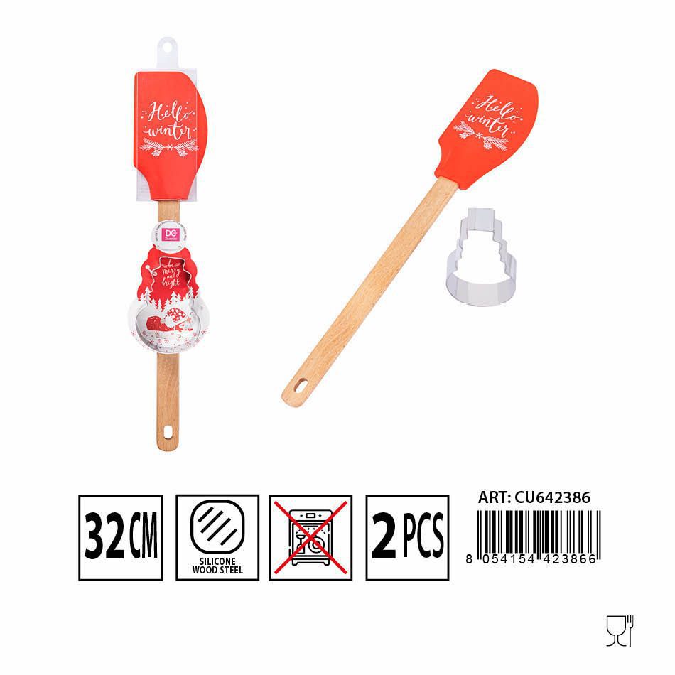 Espátula de silicona 32 cm + molde Santa Claus Navidad - Utensilios y moldes de repostería
