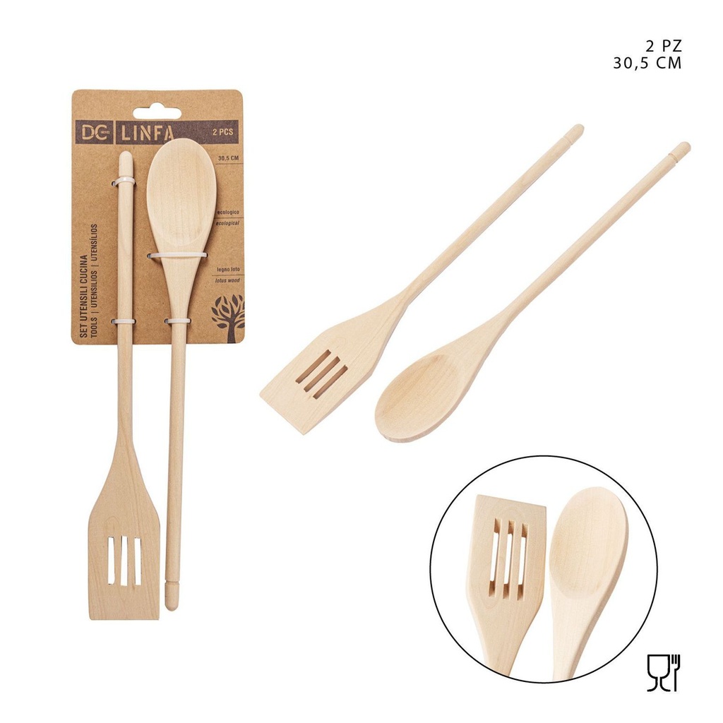 Juego de cuchara grande y espátula de madera 30.5cm para cocina