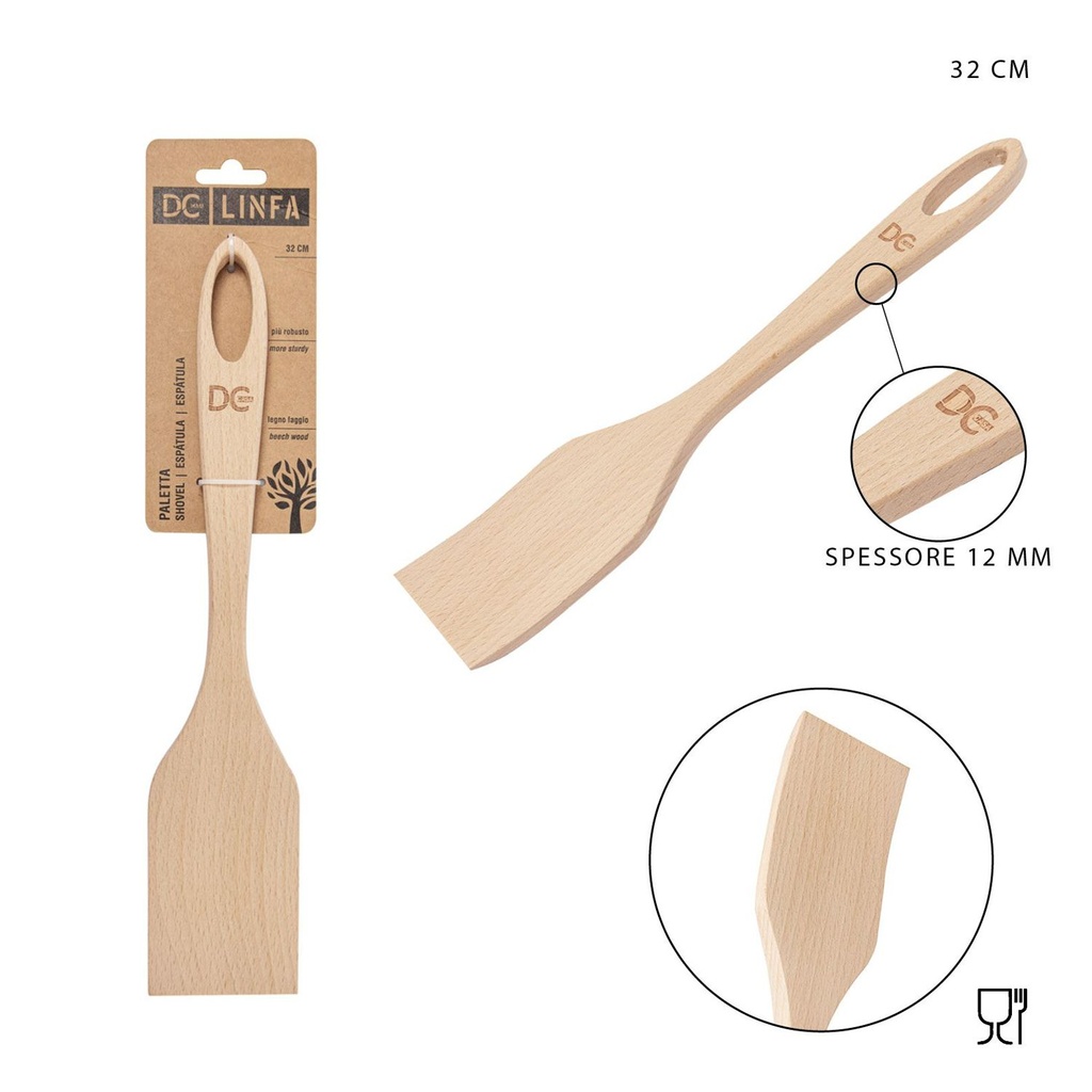 Pala espátula de madera 32x6.5cm para cocina