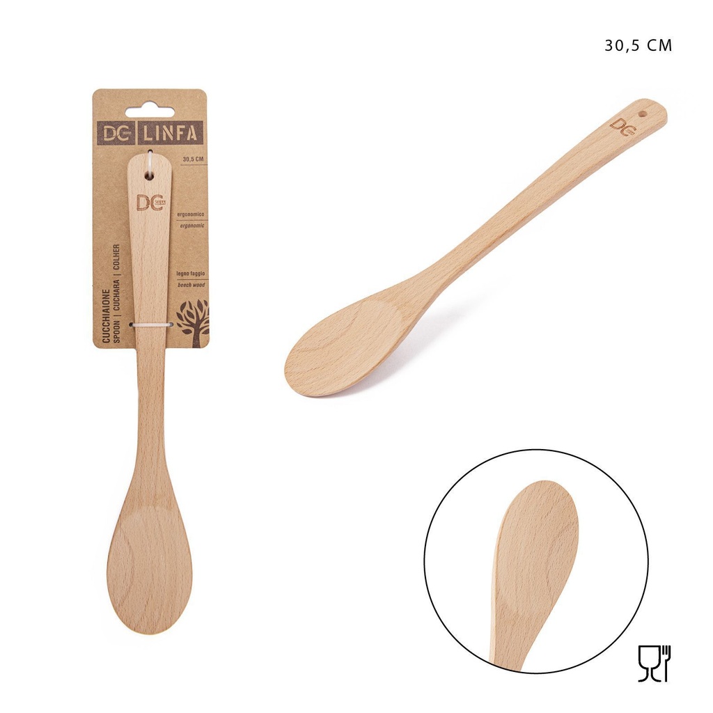 Cuchara grande de madera con mango doblado 30.5X5.5CM - Utensilios de cocina