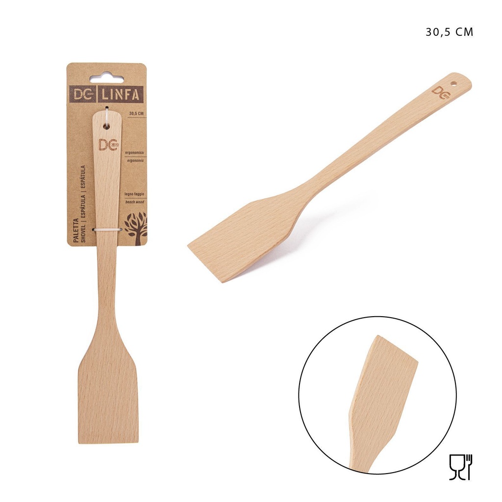 Espátula de madera con mango doblado 30X5.5CM - Utensilios de cocina