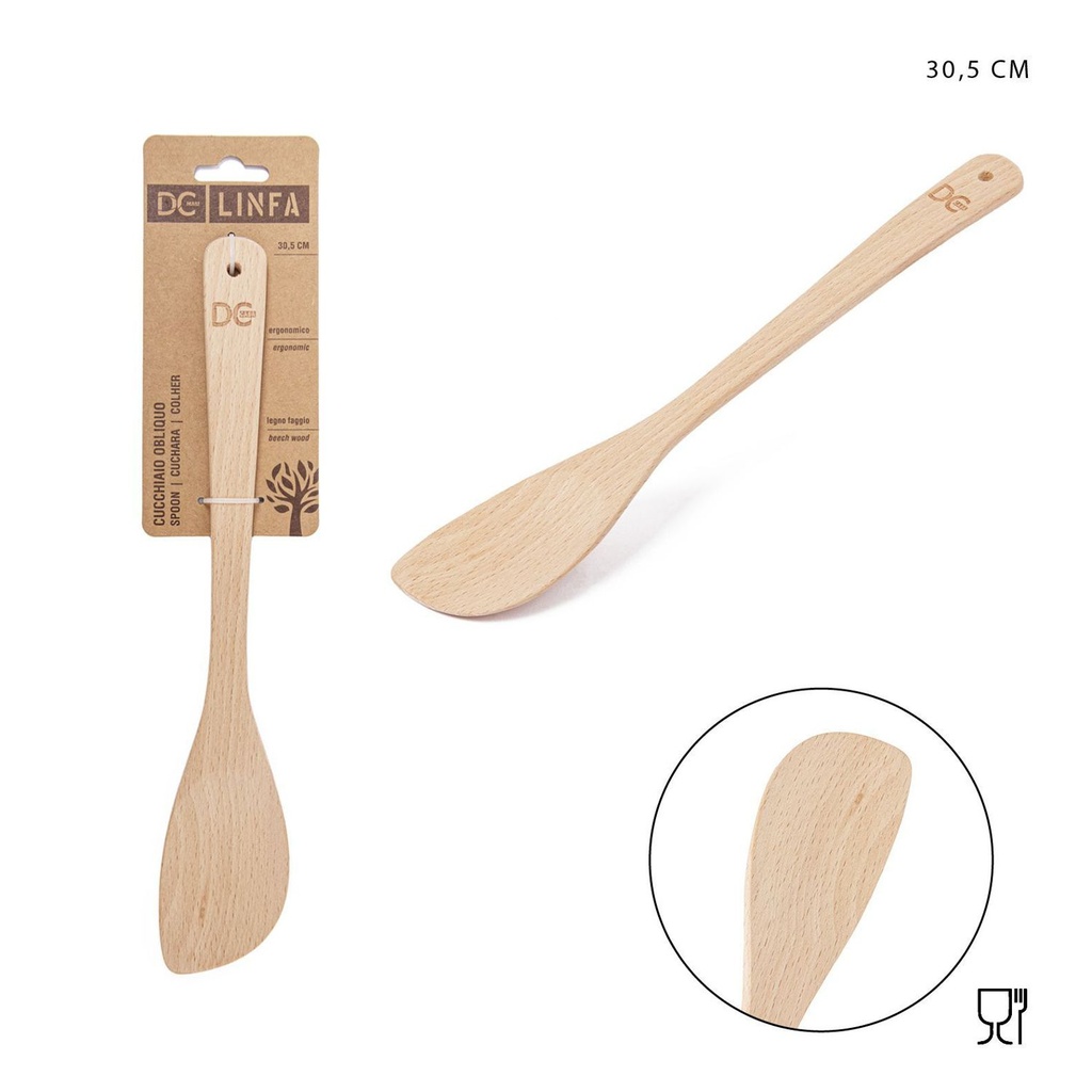 Pala cuchara grande oblicua de madera 30.5x5.5cm para cocina