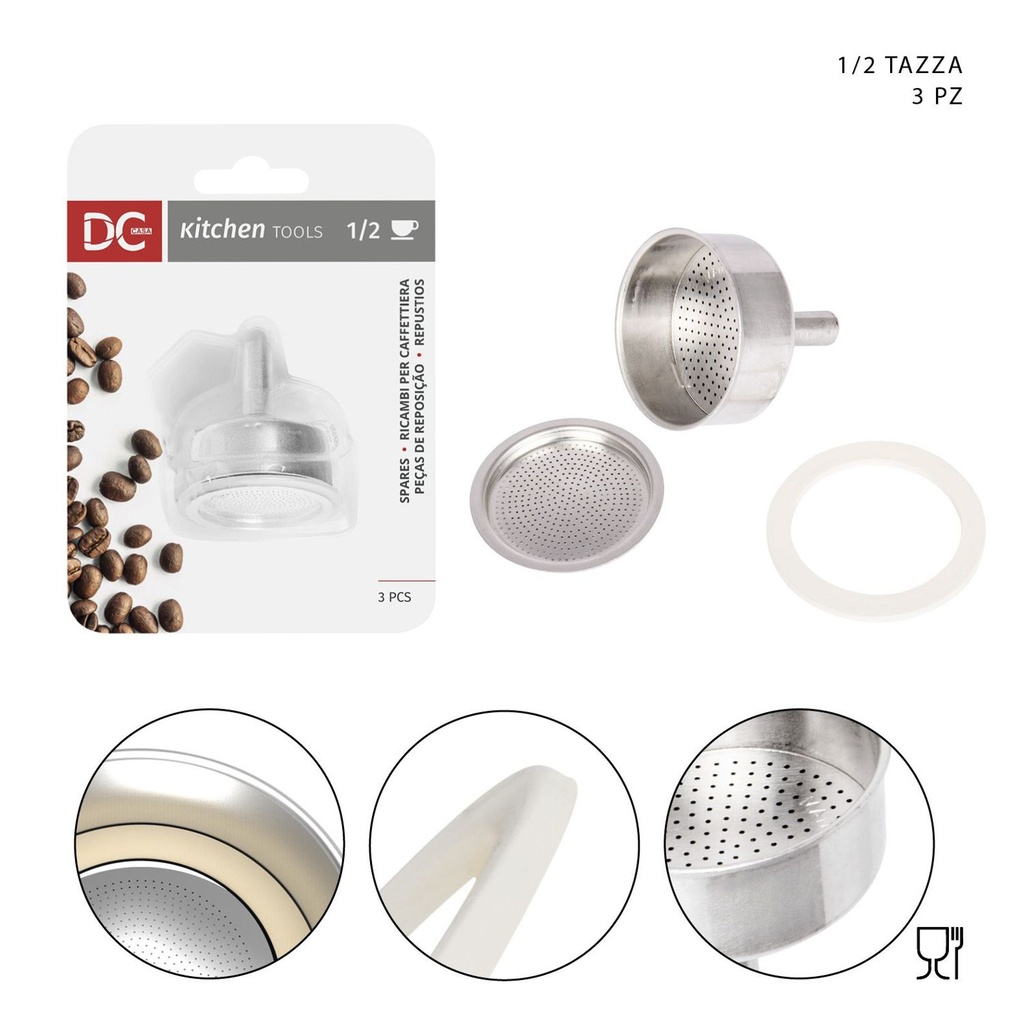 Filtro + juntas + embudo para cafetera de 1/2 taza 3PZ - Accesorios de cocina