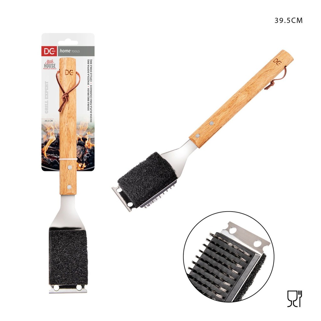 Cepillo de limpieza para BBQ con mango de madera 39.5CM - Parrillas