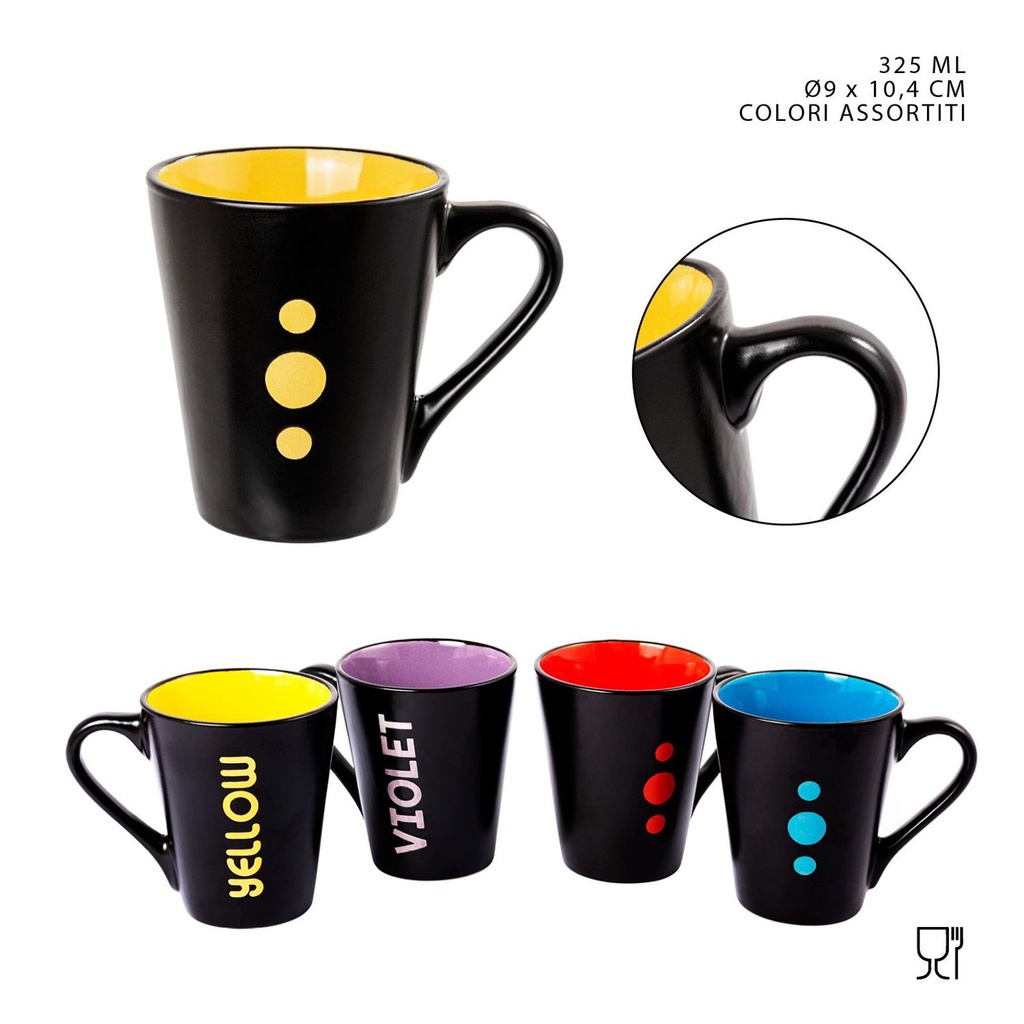 Taza mug de gres con mango 325ml gris